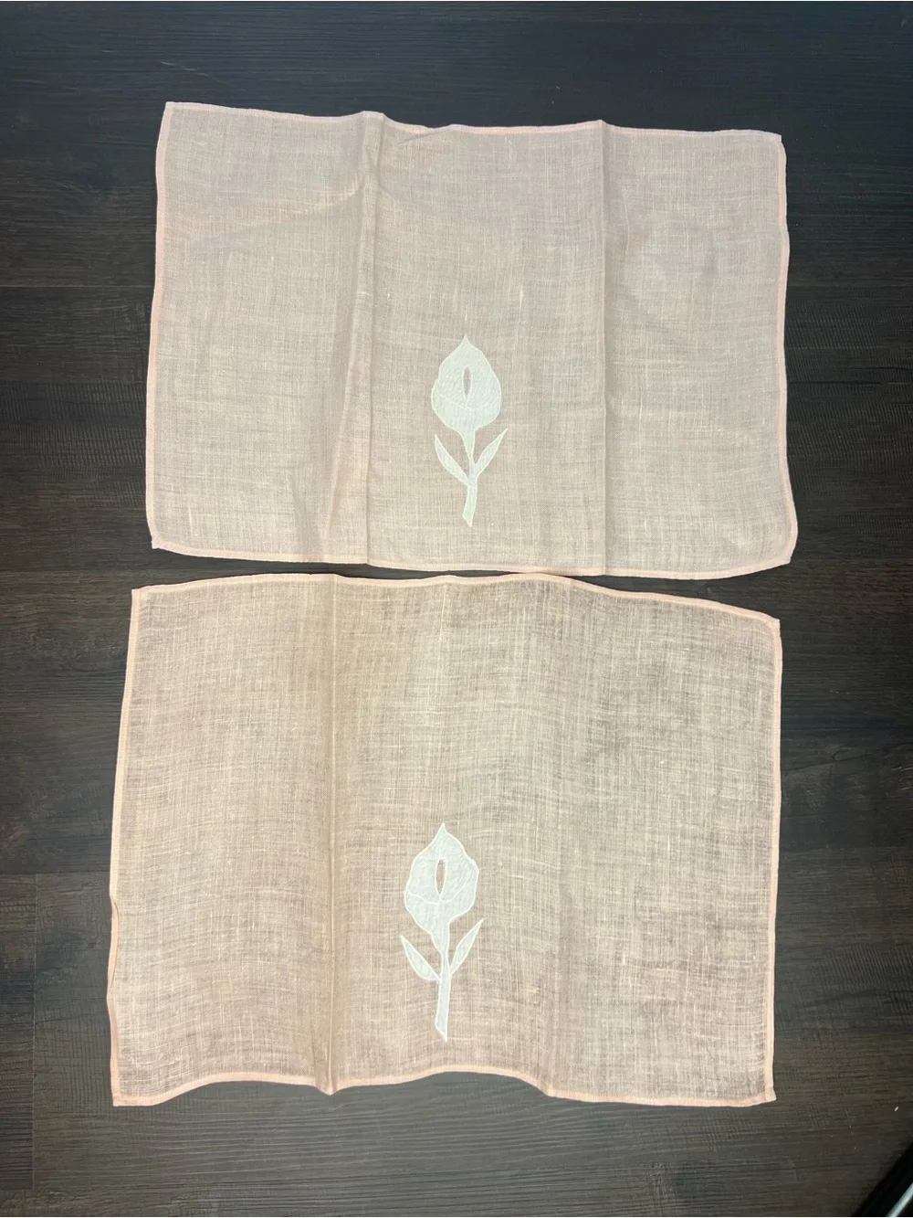 Set of Five Vintage Pink and White Flower Napkins